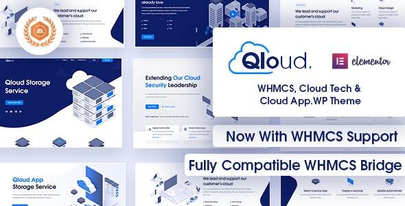 01 qloud small preveiw.  large preview - Qloud - WHMCS, Cloud Computing, Apps & Server WordPress Theme
