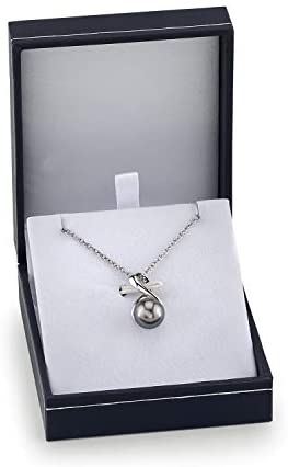 31nMdCIqiEL. AC  - Cultured Pearl Pendant Necklace for Women in Sterling Silver, Infinity Design with Black Tahitian South Sea Pearl - THE PEARL SOURCE