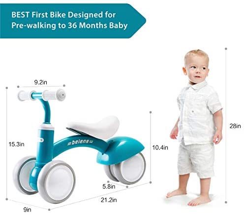 416m7N1ZzKL. AC  - beiens Upgraded Large Baby Balance Bikes, Baby Bicycle for 1 Year Old, Toddler Bike Riding Toys for 10 Months - 36 Months Boys Girls No Pedal 4 Training Wheels Baby First Birthday Gift Bike