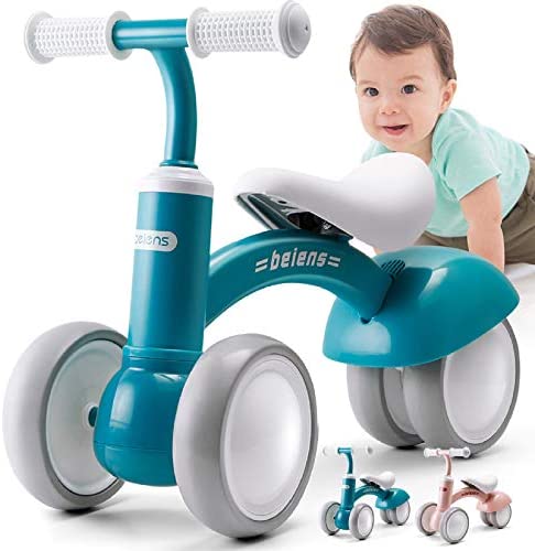41U49jnS3cL. AC  - beiens Upgraded Large Baby Balance Bikes, Baby Bicycle for 1 Year Old, Toddler Bike Riding Toys for 10 Months - 36 Months Boys Girls No Pedal 4 Training Wheels Baby First Birthday Gift Bike