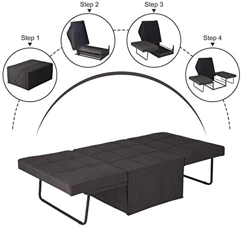 41Ym+ItMZnL. AC  - Sofa Bed, Sleeper Chair Bed, 4 in 1 Multi-Function Convertible Chair, Folding Ottoman Guest Bed with 5-Level Adjustable Backrest, Brown