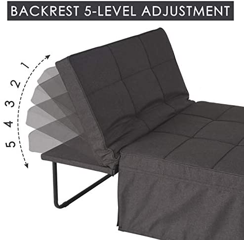 41dUbq1q5oL. AC  - Sofa Bed, Sleeper Chair Bed, 4 in 1 Multi-Function Convertible Chair, Folding Ottoman Guest Bed with 5-Level Adjustable Backrest, Brown