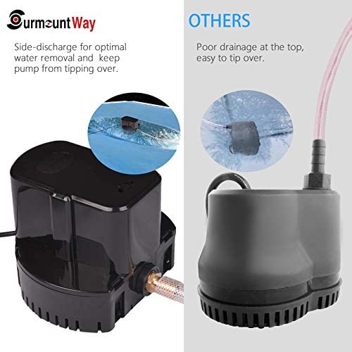 41qXzn098VL. AC  - Swimming Pool Cover Submersible Pump 1200 GPH Water Removal Drain Pumps for Above Ground Pool Hot Tub Cover Saver Pumps (Black)