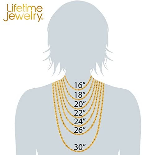 41rsoYmFM9L. AC  - LIFETIME JEWELRY 5mm Rope Chain Necklace 24k Real Gold Plated for Men Women Teen