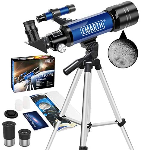 511J8Q6TYuL. AC  - Emarth Telescope, 70mm/360mm Astronomical Refracter Telescope with Tripod & Finder Scope, Portable Telescope for Kids Beginners Adults (Blue)