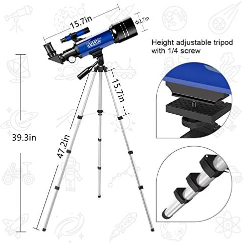 514X+PYaHxL. AC  - Emarth Telescope, 70mm/360mm Astronomical Refracter Telescope with Tripod & Finder Scope, Portable Telescope for Kids Beginners Adults (Blue)