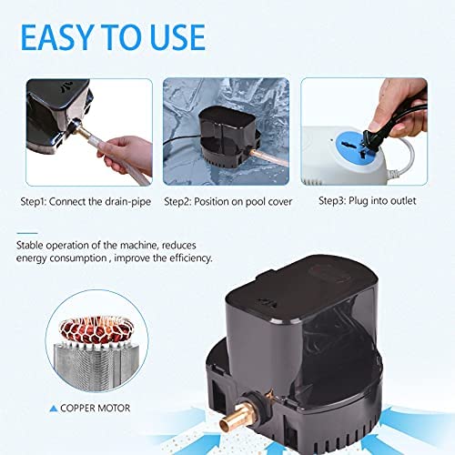 519JxfJR1pS. AC  - Swimming Pool Cover Submersible Pump 1200 GPH Water Removal Drain Pumps for Above Ground Pool Hot Tub Cover Saver Pumps (Black)
