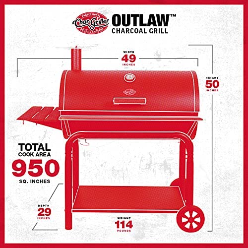 51Mhd+QKPfL. AC  - Char-Griller 2137 Outlaw Charcoal Grill, 950 Square Inch, Black