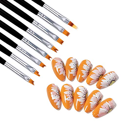 51UmxA6WCEL - 8 Pcs Nail Brush Set Gradient Nail Art Painting Brush Set Flower Drawing Pen Nail Liner Brush Nail Art Polish Pen Tool (Black)