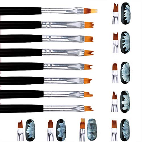 51XRuyiCMpL - 8 Pcs Nail Brush Set Gradient Nail Art Painting Brush Set Flower Drawing Pen Nail Liner Brush Nail Art Polish Pen Tool (Black)