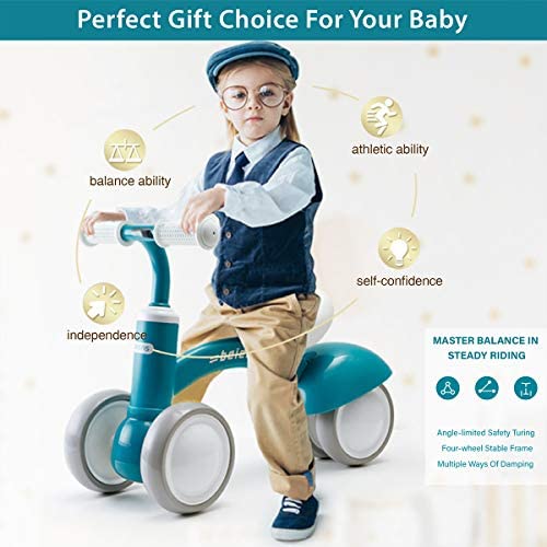 51n7H0may1L. AC  - beiens Upgraded Large Baby Balance Bikes, Baby Bicycle for 1 Year Old, Toddler Bike Riding Toys for 10 Months - 36 Months Boys Girls No Pedal 4 Training Wheels Baby First Birthday Gift Bike