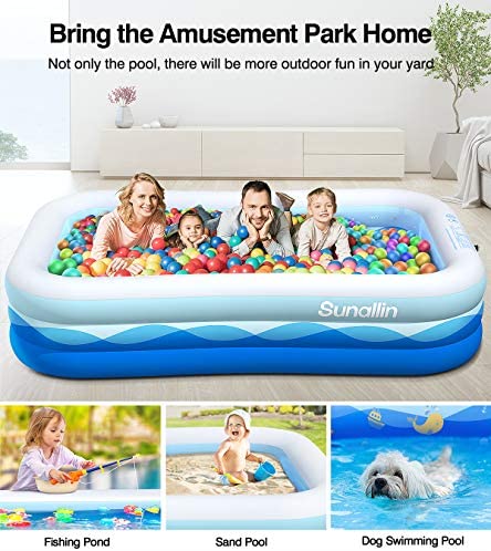 51ryIYanFtL. AC  - Inflatable Swimming Pool Family Full-Sized Inflatable Pools 118" x 72" x 22" Thickened Family Lounge Pool for Toddlers, Kids & Adults Oversized Kiddie Pool Outdoor Blow Up Pool for Backyard, Garden