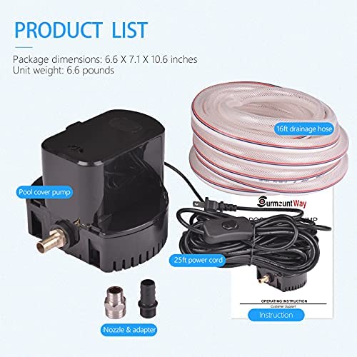 51xCqv220aS. AC  - Swimming Pool Cover Submersible Pump 1200 GPH Water Removal Drain Pumps for Above Ground Pool Hot Tub Cover Saver Pumps (Black)