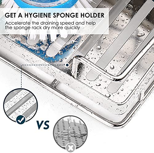 61La335WofL. AC  - Kitchen Sink Caddy Sponge Holder: Rust Proof Kitchen Sink Organizer for Dish Rag Soap Brush - Sponge Holder with Drain Tray for Counter