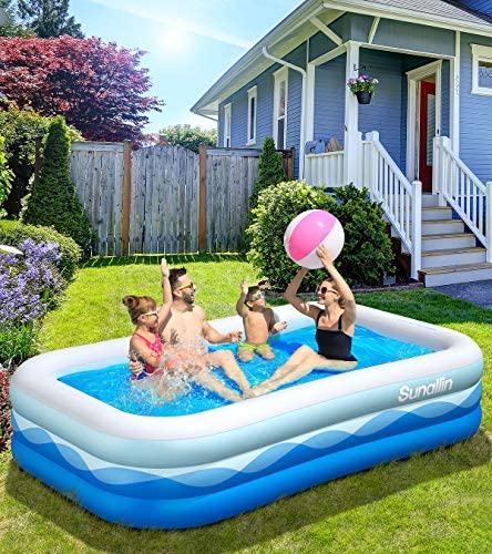 61wKrED+I9L. AC  - Inflatable Swimming Pool Family Full-Sized Inflatable Pools 118" x 72" x 22" Thickened Family Lounge Pool for Toddlers, Kids & Adults Oversized Kiddie Pool Outdoor Blow Up Pool for Backyard, Garden