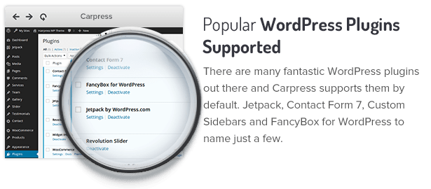 7 popular wordpress plugins supported fs8 - CarPress - WordPress Theme For Mechanic Workshops