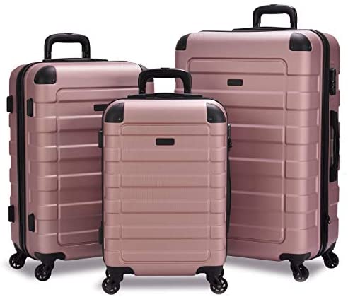 1637714052 41QxuJCO5mL. AC  - Hipack Prime Suitcases Hardside Luggage with Spinner Wheels, Rose Gold, 3-Piece Set (20/24/28)