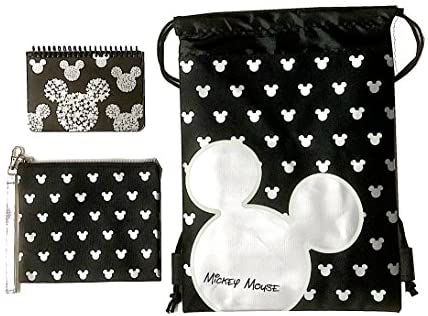 1638191339 51N5dedOhsL. AC  - Emerald Disney Mickey Mouse Glow in The Dark Drawstring Backpack Plus Autograph Book with Purse - Set of 3 Silver (Star Head Autograph)