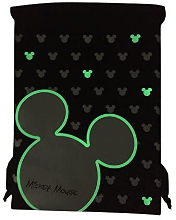 415KyGfEaPL. AC  - Emerald Disney Mickey Mouse Glow in The Dark Drawstring Backpack Plus Autograph Book with Purse - Set of 3 Silver (Star Head Autograph)