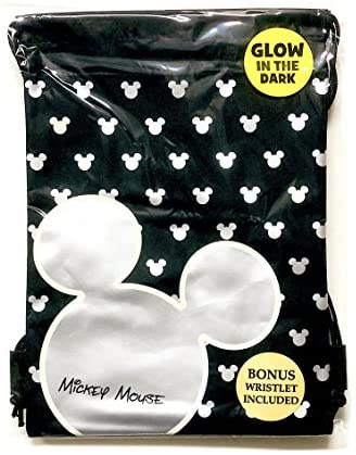 519Yjhwh iL. AC  - Emerald Disney Mickey Mouse Glow in The Dark Drawstring Backpack Plus Autograph Book with Purse - Set of 3 Silver (Star Head Autograph)