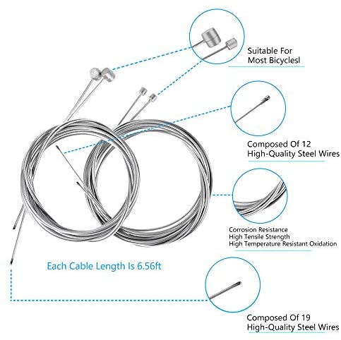 51N91UUCMBL. AC  - 4PCS Bike Brake Cable Shifter Cable, Bicycle Gear Cable Wire for Mountain Bike, Bike Brake Wire Set for Road Bike, Including 18 PCS Complete Inner Replacement Set