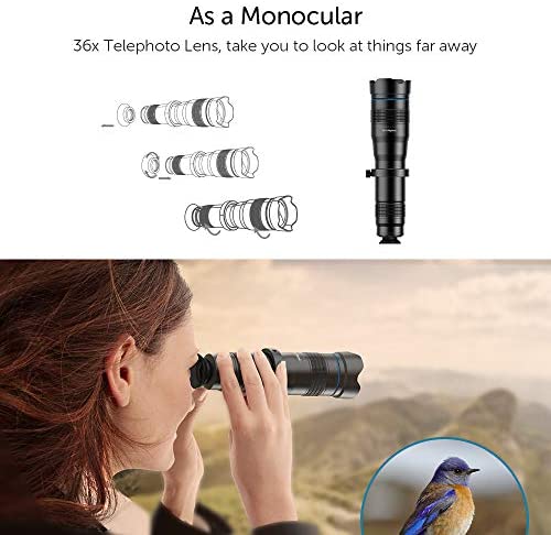 51UFHZef3LL. AC  - Apexel High Power 36X HD Telephoto Lens with Phone Tripod for iPhone Samsung Pixel One Plus Huawei Lens Attachment