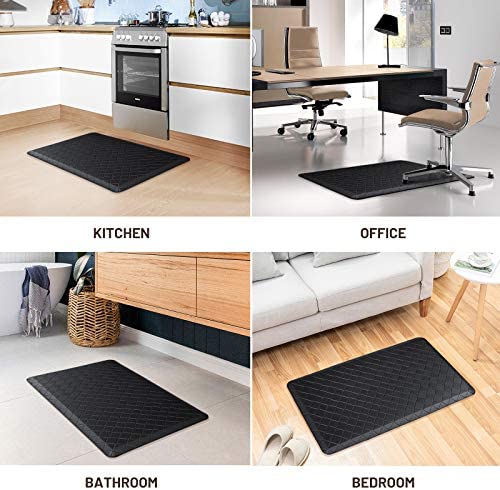 51UMY8h2FAL. AC  - HappyTrends Kitchen Floor Mat Cushioned Anti-Fatigue Kitchen Rug,17.3"x 28",Thick Waterproof Non-Slip Kitchen Mats and Rugs Heavy Duty Ergonomic Comfort Rug for Kitchen,Floor,Office,Sink,Laundry,Black