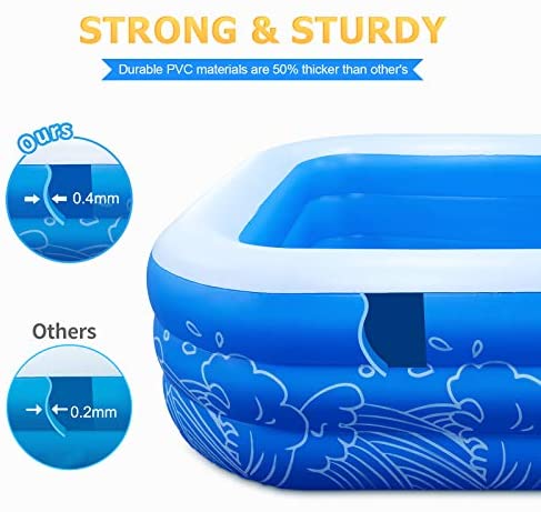 51UPeN3jjUL. AC  - CFBF Inflatable Pool, 120" x 72" x 22" Full-Sized Family Inflatable Swimming Pool , Above Ground Blow up Pool for Kids, Adults, Toddlers, Outdoor, Garden, Backyard (Above 3 Years Old)