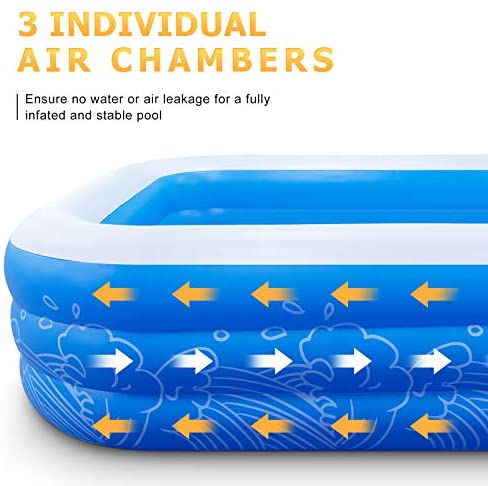 51g jhGrQ1L. AC  - CFBF Inflatable Pool, 120" x 72" x 22" Full-Sized Family Inflatable Swimming Pool , Above Ground Blow up Pool for Kids, Adults, Toddlers, Outdoor, Garden, Backyard (Above 3 Years Old)