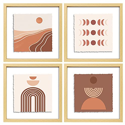 51hsYaF5n0L. AC  - ArtbyHannah 4 Pack 12x12 Inch Framed Boho Picture Frames Collage Set for Wall Art Décor with Decorative Abstract Art Print Artwork for Gallery Wall Kit Or Home Decoration