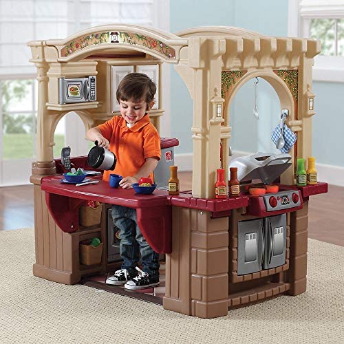 51o7495DX L. AC  - Step2 Grand Walk-In Kitchen & Grill | Large Kids Kitchen Playset Toy | Play Kitchen with 103-Pc Play Kitchen Accessories Set Included, Brown/Tan/Maroon (821400)