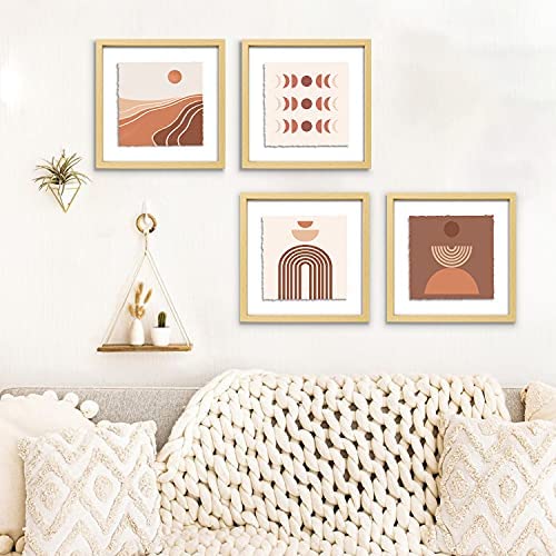51ppJK0VytL. AC  - ArtbyHannah 4 Pack 12x12 Inch Framed Boho Picture Frames Collage Set for Wall Art Décor with Decorative Abstract Art Print Artwork for Gallery Wall Kit Or Home Decoration