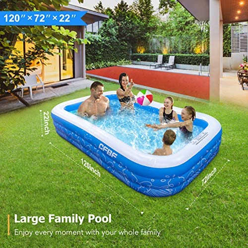 61Vp6evXCvL. AC  - CFBF Inflatable Pool, 120" x 72" x 22" Full-Sized Family Inflatable Swimming Pool , Above Ground Blow up Pool for Kids, Adults, Toddlers, Outdoor, Garden, Backyard (Above 3 Years Old)