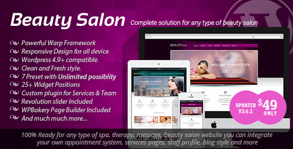 beauty salon wordpress theme.  large preview - Beauty Salon - Responsive WordPress Template