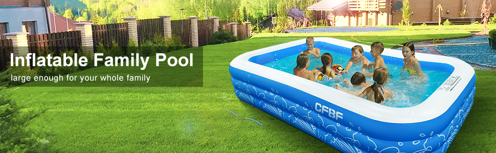 cd122f95 9955 4cdd 9a5b 6581cec5cae5.  CR0,0,970,300 PT0 SX970 V1    - CFBF Inflatable Pool, 120" x 72" x 22" Full-Sized Family Inflatable Swimming Pool , Above Ground Blow up Pool for Kids, Adults, Toddlers, Outdoor, Garden, Backyard (Above 3 Years Old)