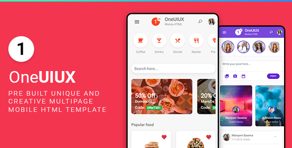 cover copy.  large preview - Oneuiux Creative Multipurpose Mobile App UI UX HTML Template
