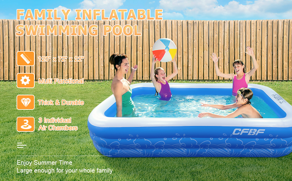 f4b1165c c110 49f2 b33c 9ddd2adb6ba3.  CR0,0,970,600 PT0 SX970 V1    - CFBF Inflatable Pool, 120" x 72" x 22" Full-Sized Family Inflatable Swimming Pool , Above Ground Blow up Pool for Kids, Adults, Toddlers, Outdoor, Garden, Backyard (Above 3 Years Old)