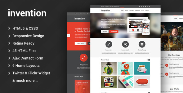 invention preview.  large preview - Invention - Responsive HTML5 Template
