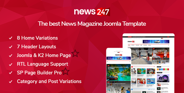 theme preview.  large preview - News247 - News/Magazine Joomla Template