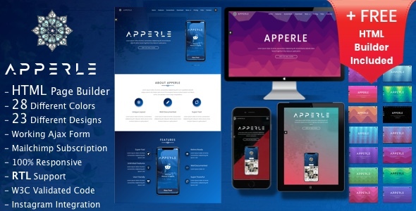 01 apperle.  large preview - Apperle | Responsive App Landing Page HTML template