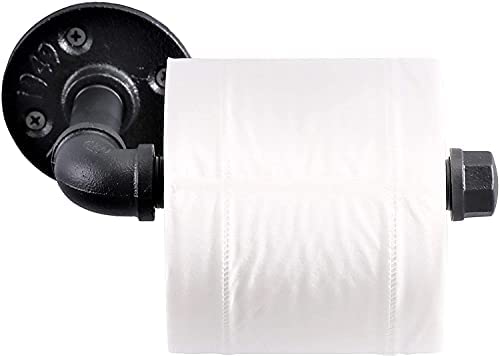 1638841605 31RfQdfRQxL. AC  - Industrial Style Toilet Paper Holder Vintage Metal Iron Pipe Wall Mounted Towel Rack Roll Holder for Bathroom Kitchen Bedroom,Rust Free ,Matte Black