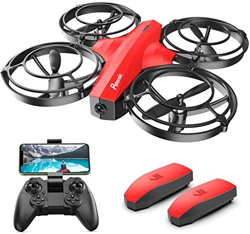 Potensic P7 Mini Drones with RC Battle Mode, 720P HD FPV Camera for Kids Beginners, Quadcopter with One-Key Start, Headless Mode, Altitude Hold, 3D Flip, Gesture Control, 3 Speeds, 2 Batteries, Red