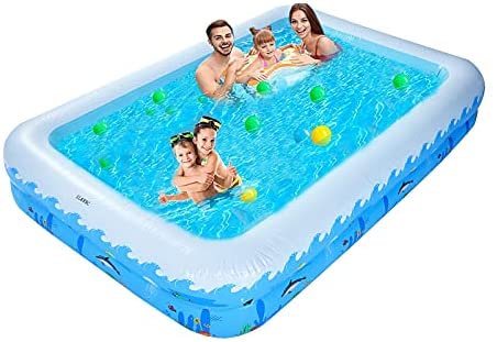1640618122 41hQywMf3DS. AC  - Inflatable Swimming Pool, Full Sized Rectangle Family Large Deep Durable Pool for Backyard ,Garden, Swimming Pools Above Ground Outdoor for Adult, Kids, Size 103" x 69" x 20"