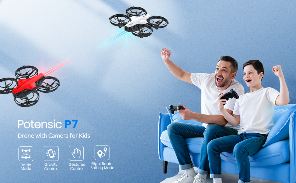 302736d0 04b4 4e9b 82c7 51a7310a72f4.  CR0,0,970,600 PT0 SX970 V1    - Potensic P7 Mini Drones with RC Battle Mode, 720P HD FPV Camera for Kids Beginners, Quadcopter with One-Key Start, Headless Mode, Altitude Hold, 3D Flip, Gesture Control, 3 Speeds, 2 Batteries, Red