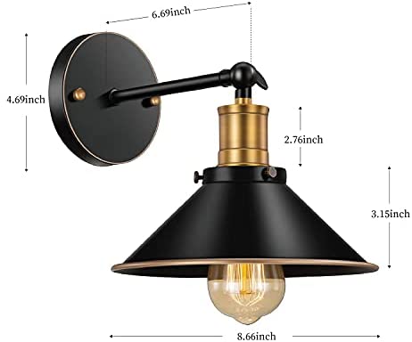 318DPItW2OS. AC  - Feanron Black Wall Sconce, Industrial Sconces Wall Lighting Vintage Farmhouse Wall Light Sconce 240 Degree Adjustable for Bedroom Barn Hallway 2 Pack