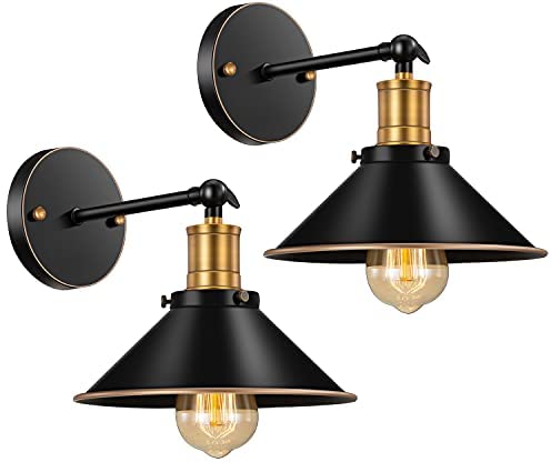 41+XJGBjAYS. AC  - Feanron Black Wall Sconce, Industrial Sconces Wall Lighting Vintage Farmhouse Wall Light Sconce 240 Degree Adjustable for Bedroom Barn Hallway 2 Pack