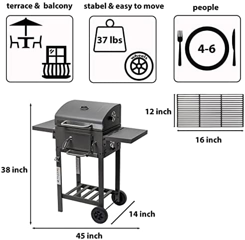 419zV0GwQAL. AC  - JAK BBQ J 2000 Charcoal Grill outdoor with side tables grate in grate system charcoal grills outdoor cooking grills outdoor cooking charcoal bbq grill charcoal