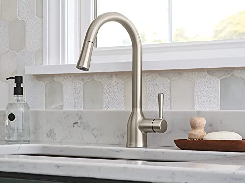 41ai6LMbICL. AC  - Moen 87233SRS Adler One-Handle High Arc Pulldown Kitchen Faucet with Power Clean, Spot Resist Stainless