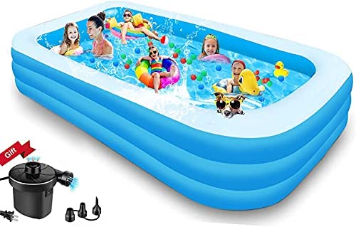 41jFir9C93L. AC  - Inflatable Pool for Kids and Adults - Kiddie Pool Inflatable Swimming Pool for Kids Pools for Backyard Blow Up Pool 120" X 72" X 22"🎀 Air Pump Kids Pool Family Pool, Toddlers, Lounge Water Play Party