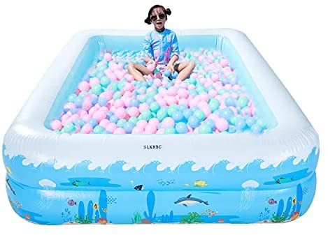 41q+eDd9LGS. AC  - Inflatable Swimming Pool, Full Sized Rectangle Family Large Deep Durable Pool for Backyard ,Garden, Swimming Pools Above Ground Outdoor for Adult, Kids, Size 103" x 69" x 20"